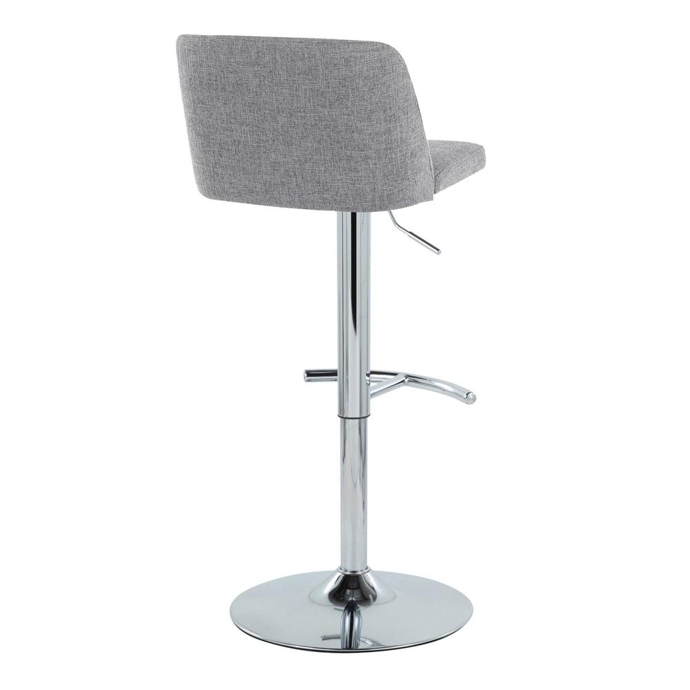 Grey Fabric, Chrome Metal Toriano Adjustable Barstool - Set of 2