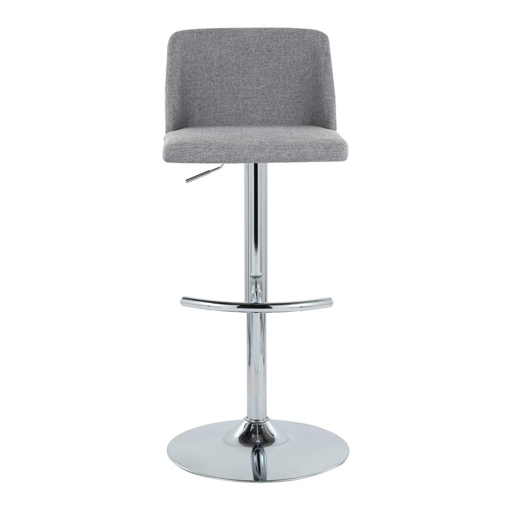 Grey Fabric, Chrome Metal Toriano Adjustable Barstool - Set of 2