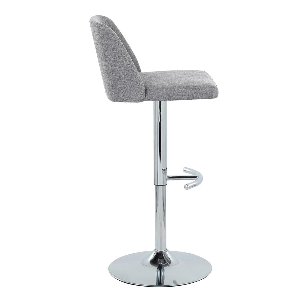 Grey Fabric, Chrome Metal Toriano Adjustable Barstool - Set of 2