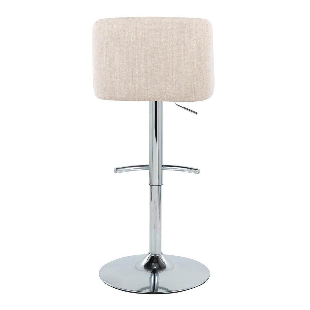 Cream Noise Fabric, Chrome Metal Toriano Adjustable Barstool - Set of 2