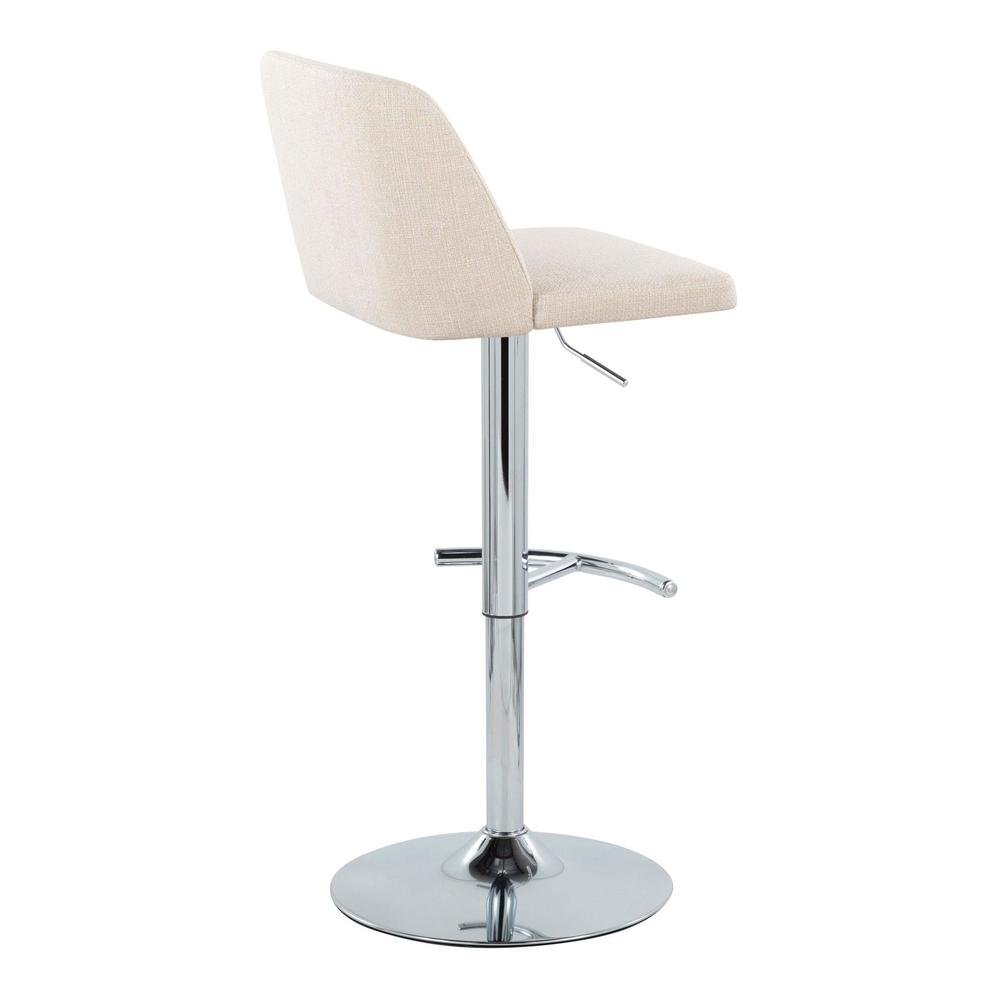Cream Noise Fabric, Chrome Metal Toriano Adjustable Barstool - Set of 2
