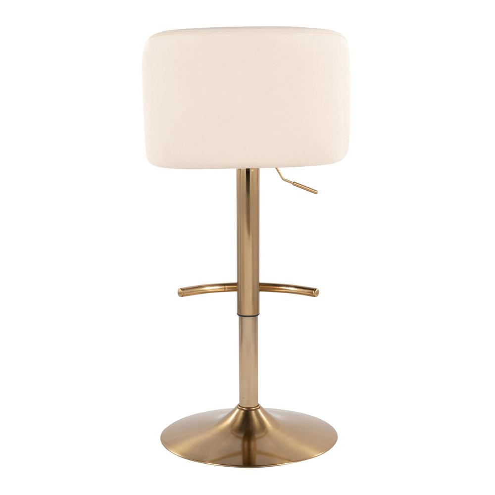 Cream PU, Gold Metal Toriano Adjustable Barstool - Set of 2