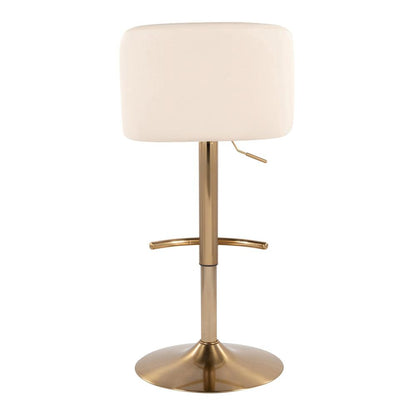 Cream PU, Gold Metal Toriano Adjustable Barstool - Set of 2