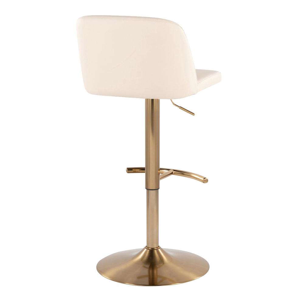 Cream PU, Gold Metal Toriano Adjustable Barstool - Set of 2