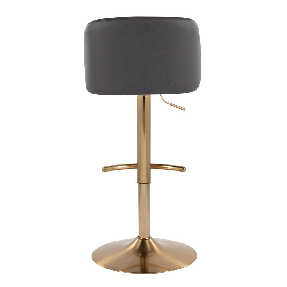 Grey PU, Gold Metal Toriano Adjustable Barstool - Set of 2