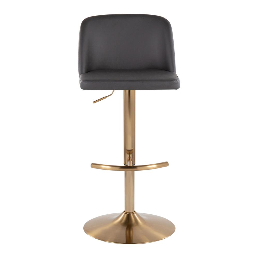 Grey PU, Gold Metal Toriano Adjustable Barstool - Set of 2