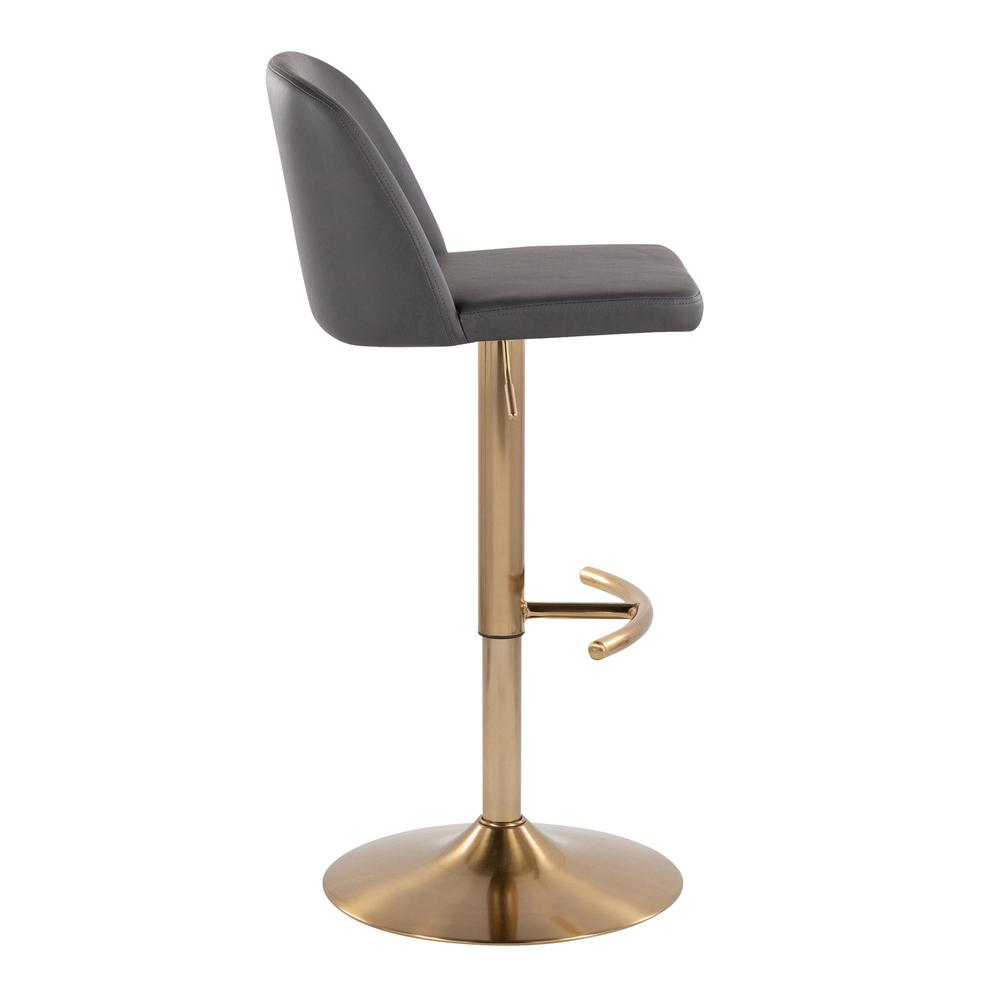 Grey PU, Gold Metal Toriano Adjustable Barstool - Set of 2