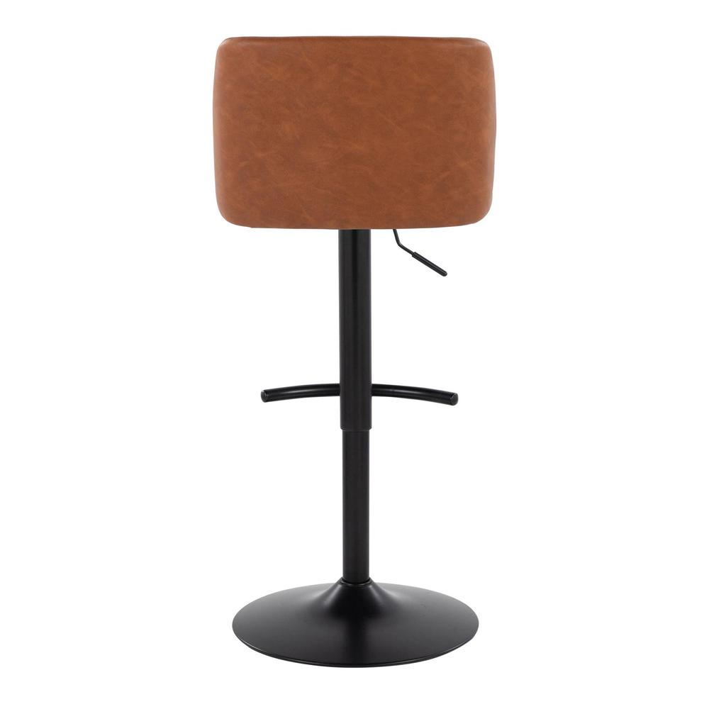 Camel PU, Black Metal Toriano Adjustable Barstool - Set of 2