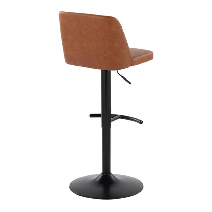Camel PU, Black Metal Toriano Adjustable Barstool - Set of 2