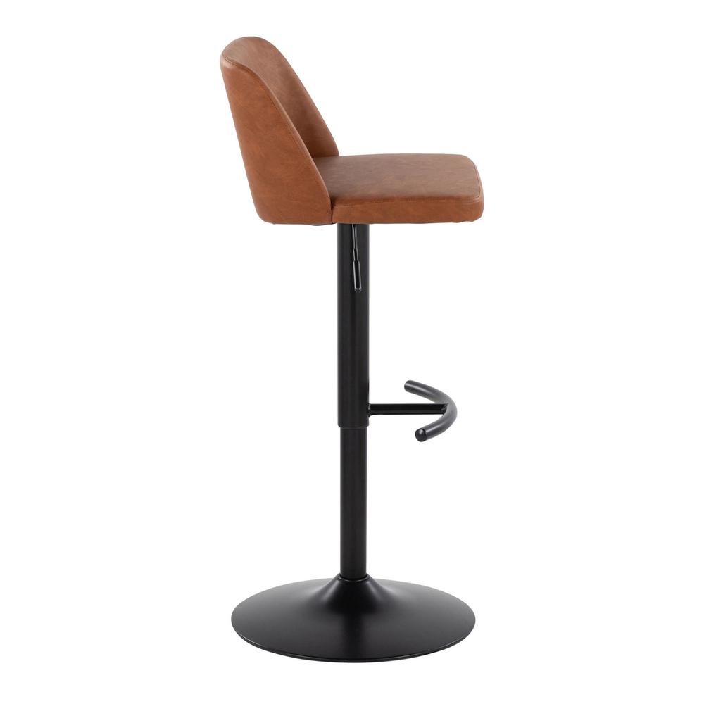 Camel PU, Black Metal Toriano Adjustable Barstool - Set of 2