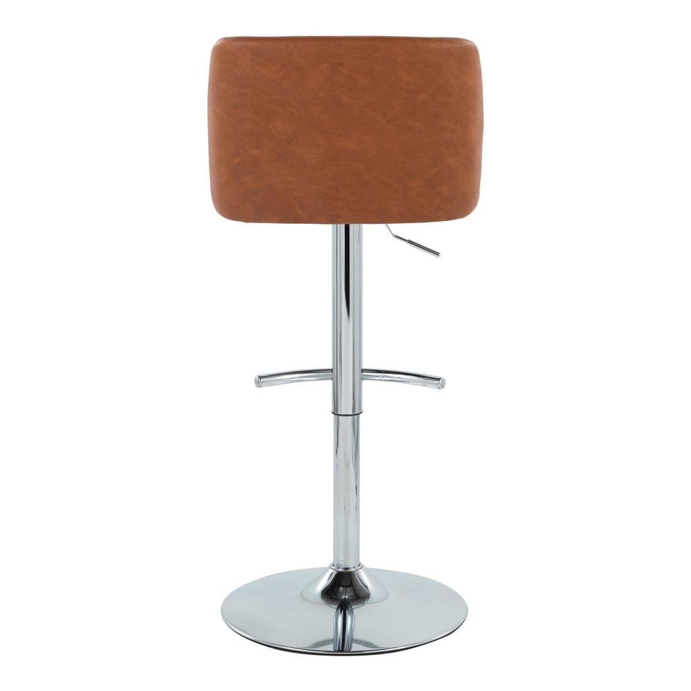Camel PU, Chrome Metal Toriano Adjustable Barstool - Set of 2