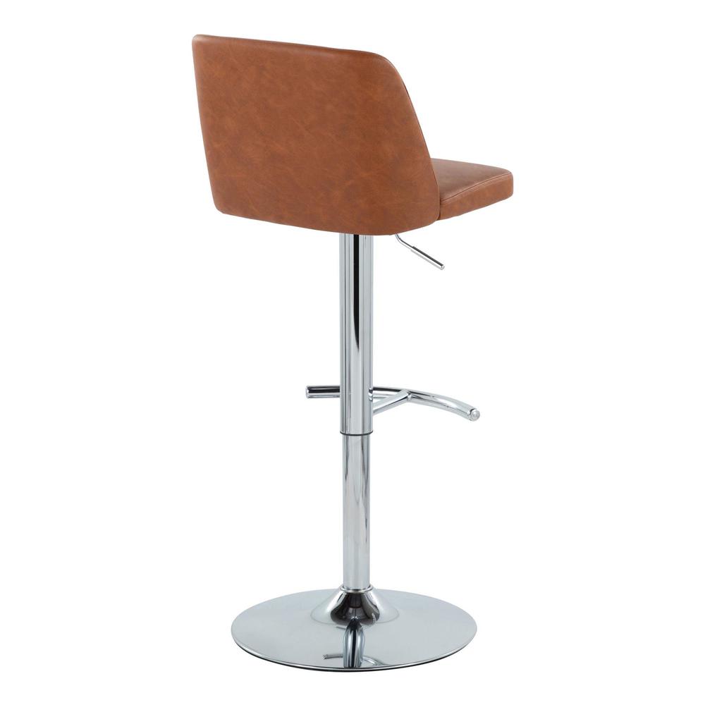 Camel PU, Chrome Metal Toriano Adjustable Barstool - Set of 2