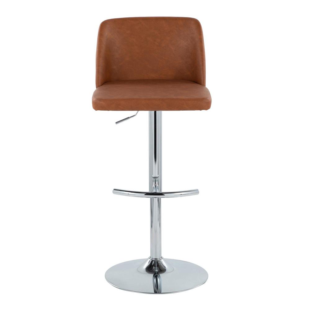 Camel PU, Chrome Metal Toriano Adjustable Barstool - Set of 2