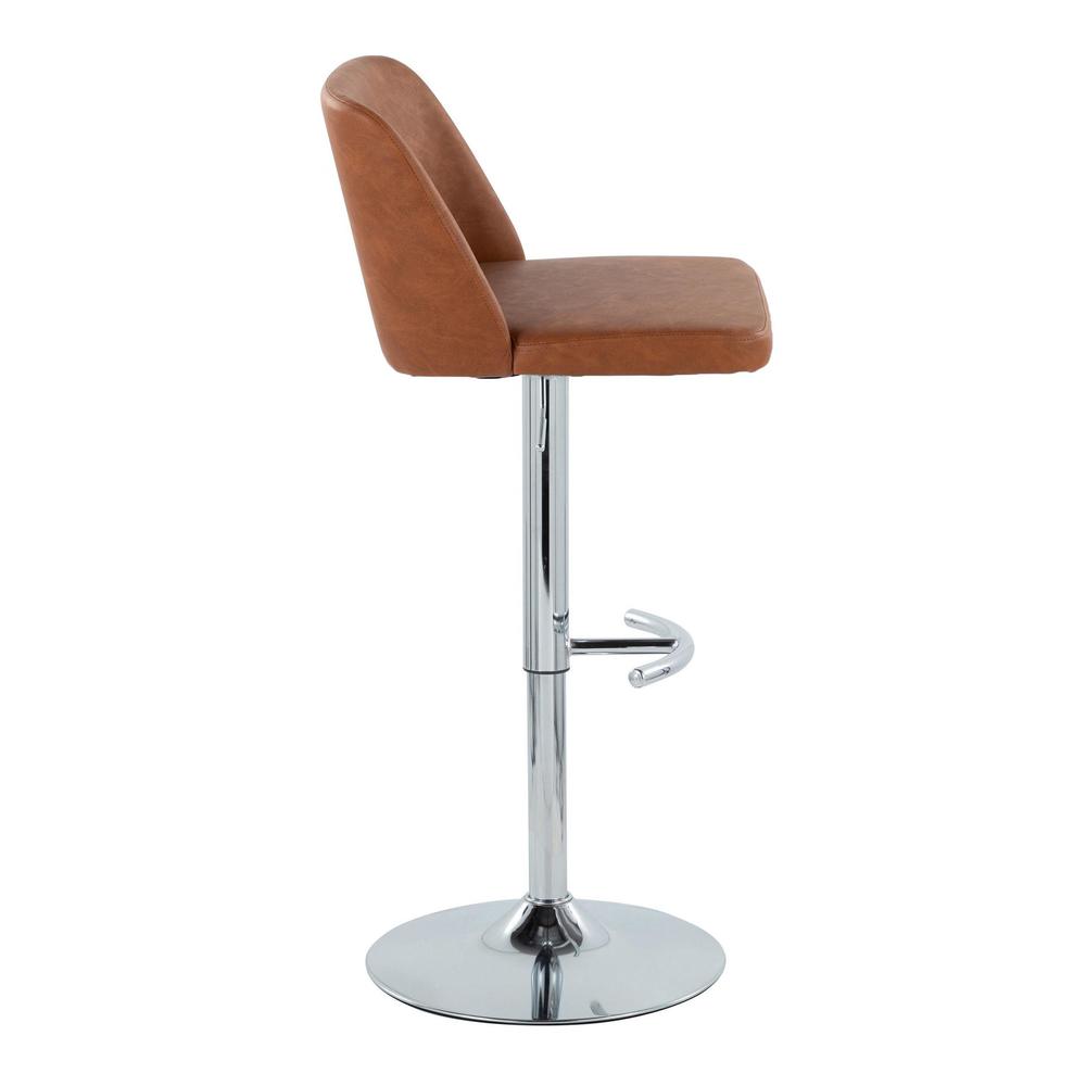 Camel PU, Chrome Metal Toriano Adjustable Barstool - Set of 2