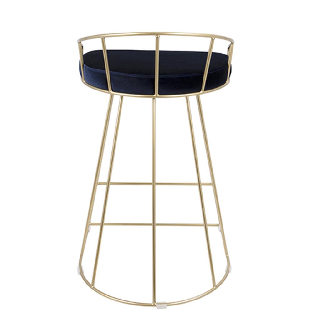 Gold, Blue Canary Counter Stool - Set of 2