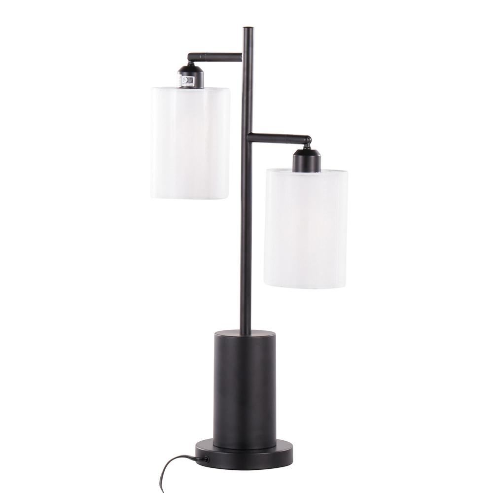 Black Metal, White Shades Cannes Table Lamp