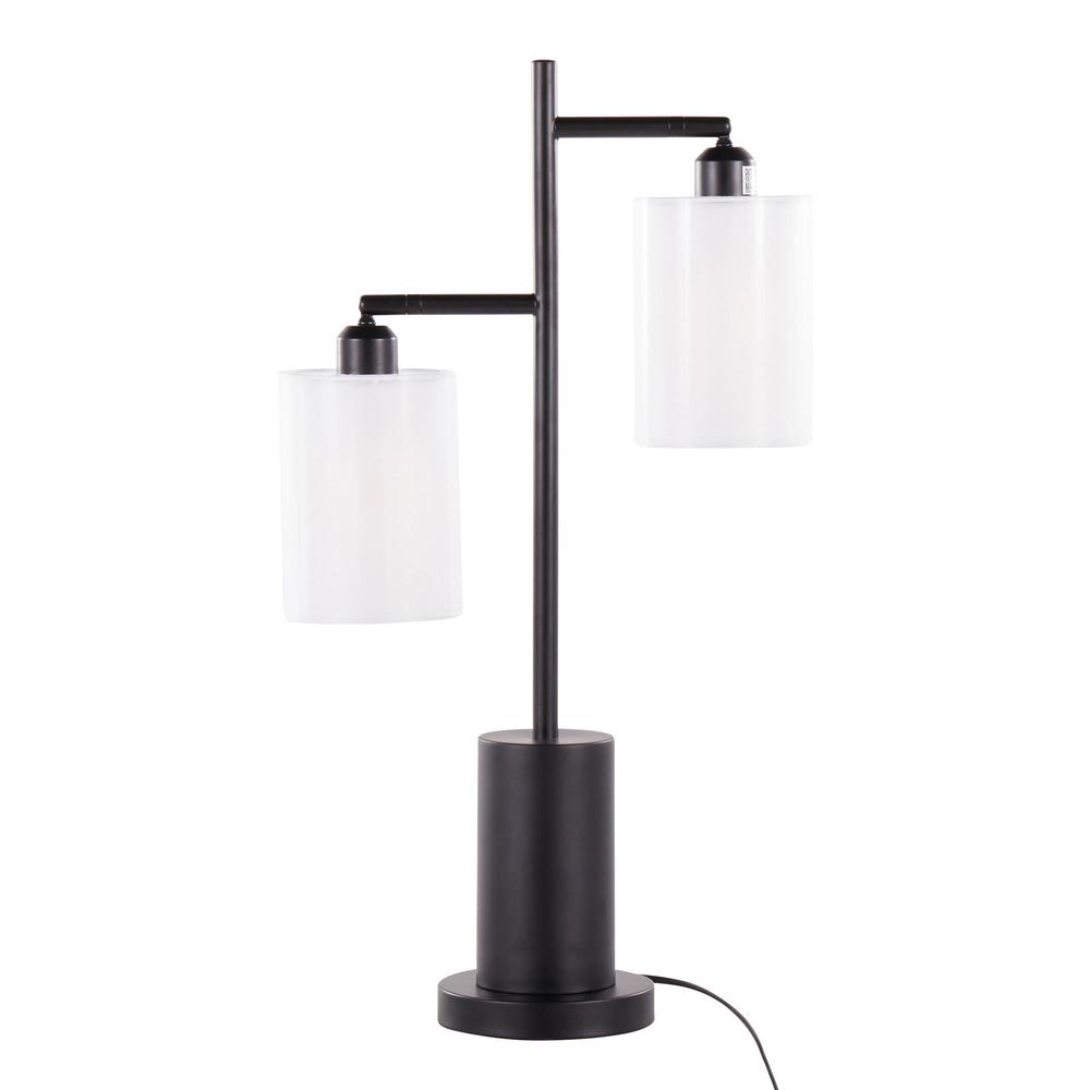 Black Metal, White Shades Cannes Table Lamp