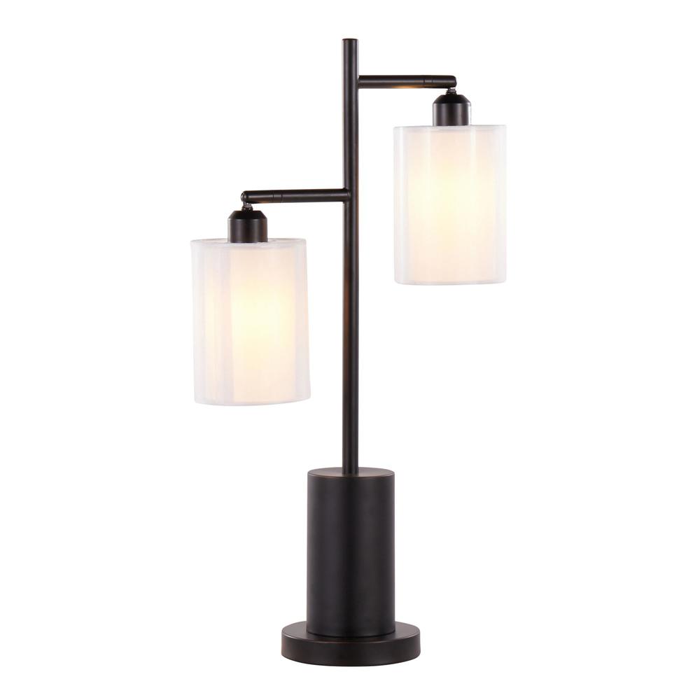 Black Metal, White Shades Cannes Table Lamp