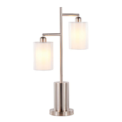 Nickel Metal, White Shades Cannes Table Lamp