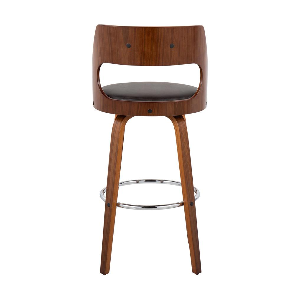 Walnut Wood, Brown PU, Chrome Cecina Barstool - Set of 2