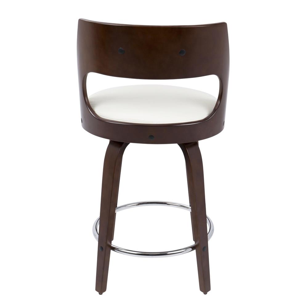 Cherry Wood, White PU, Chrome Cecina 24.5'' Counter Stool - Set of 2