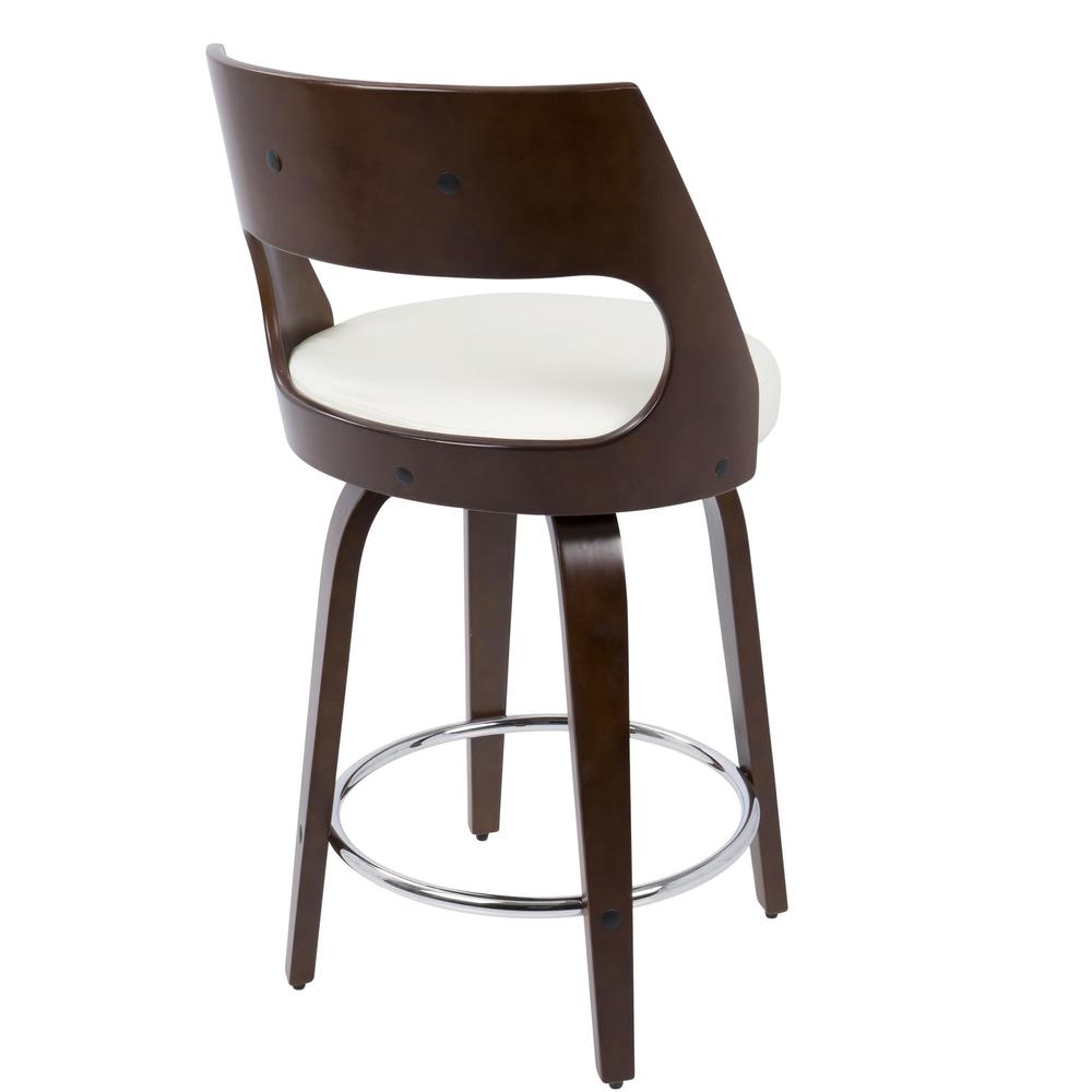 Cherry Wood, White PU, Chrome Cecina 24.5'' Counter Stool - Set of 2