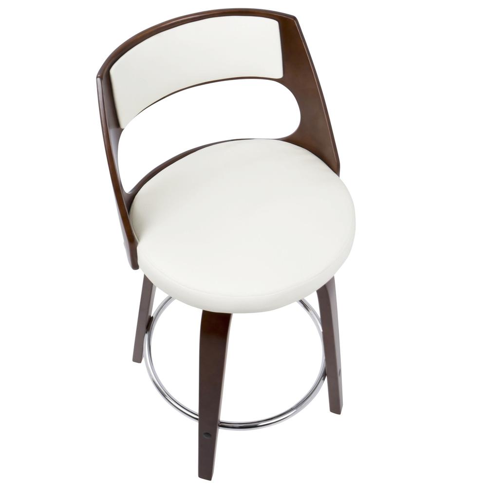 Cherry Wood, White PU, Chrome Cecina 24.5'' Counter Stool - Set of 2