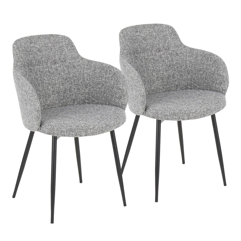 Black Metal, Dark Grey Fabric Boyne Chair - Set of 2