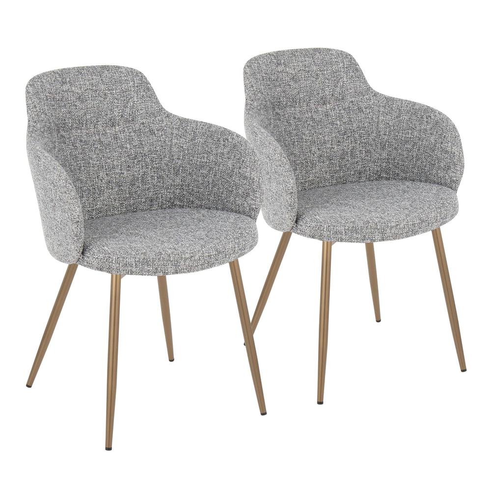 Antique Copper Metal, Dark Grey Fabric Boyne Chair - Set of 2