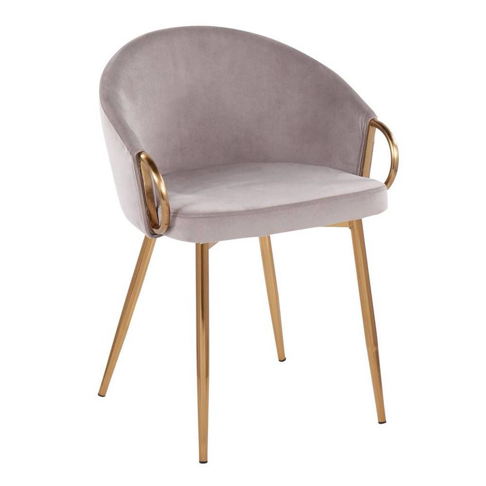 Gold Metal, Silver Velvet Braided Renee Chair