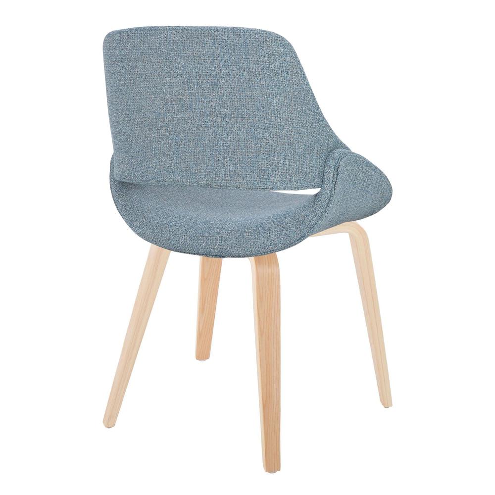 Natural Wood, Blue Fabric Fabrico Chair - Set of 2
