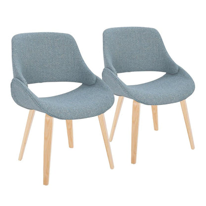 Natural Wood, Blue Fabric Fabrico Chair - Set of 2