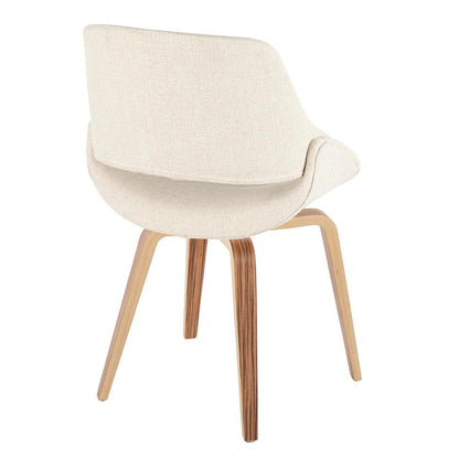 Zebra Wood, Cream Fabric Fabrico Chair - Set of 2