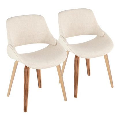 Zebra Wood, Cream Fabric Fabrico Chair - Set of 2