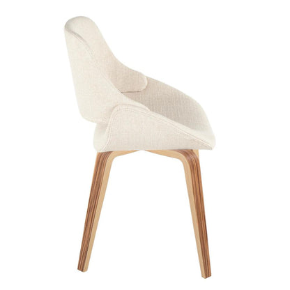 Zebra Wood, Cream Fabric Fabrico Chair - Set of 2