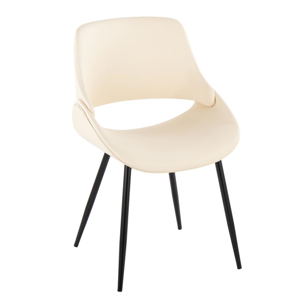 Black Metal, Cream PU Fabrico Chair - Set of 2
