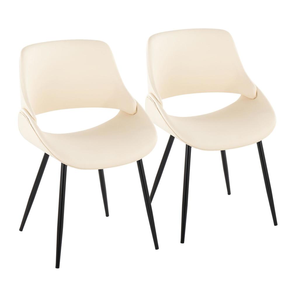 Black Metal, Cream PU Fabrico Chair - Set of 2