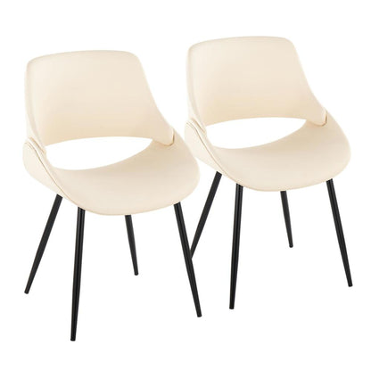 Black Metal, Cream PU Fabrico Chair - Set of 2