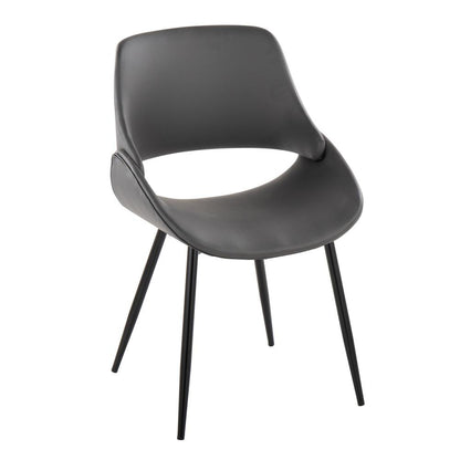 Black Metal, Grey PU Fabrico Chair - Set of 2