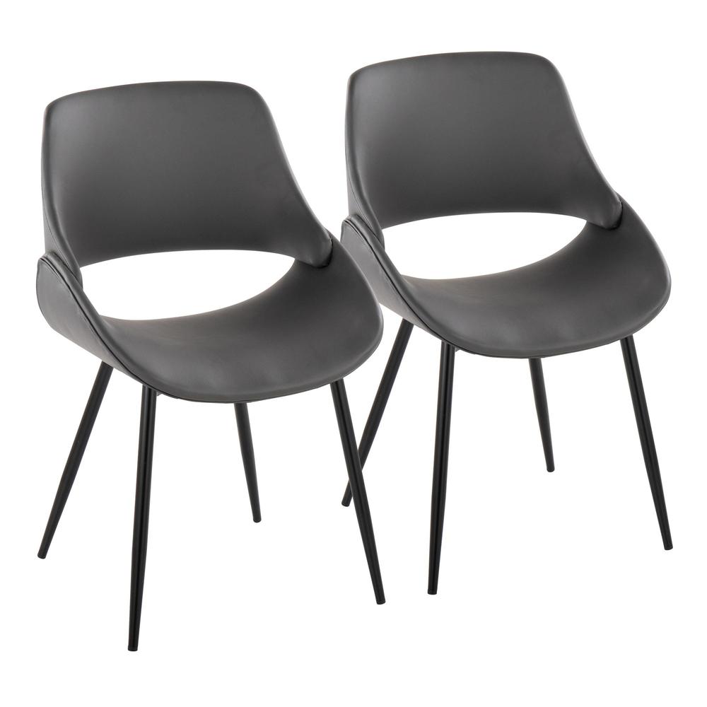 Black Metal, Grey PU Fabrico Chair - Set of 2