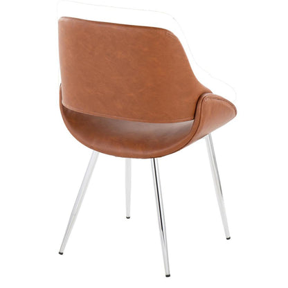 Chrome Metal, Camel PU Fabrico Chair - Set of 2