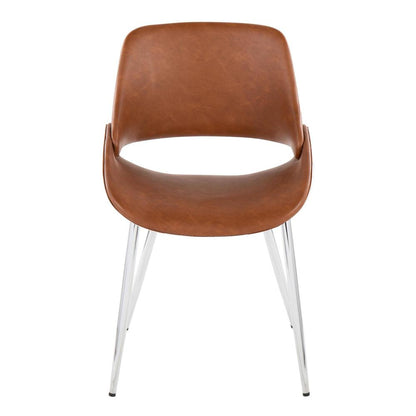 Chrome Metal, Camel PU Fabrico Chair - Set of 2