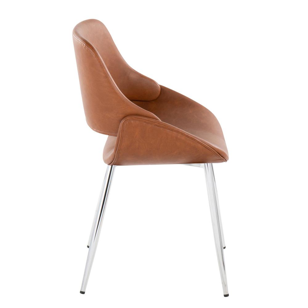 Chrome Metal, Camel PU Fabrico Chair - Set of 2