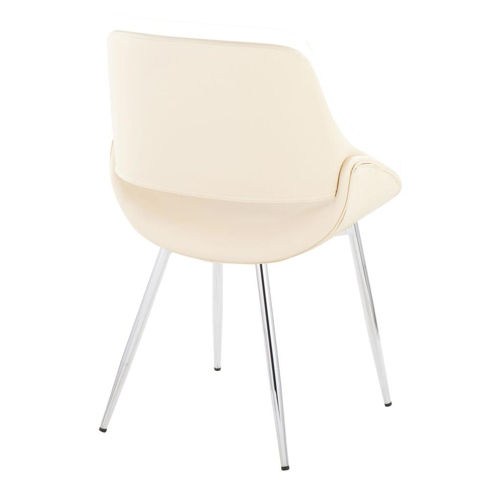 Chrome Metal, Cream PU Fabrico Chair - Set of 2