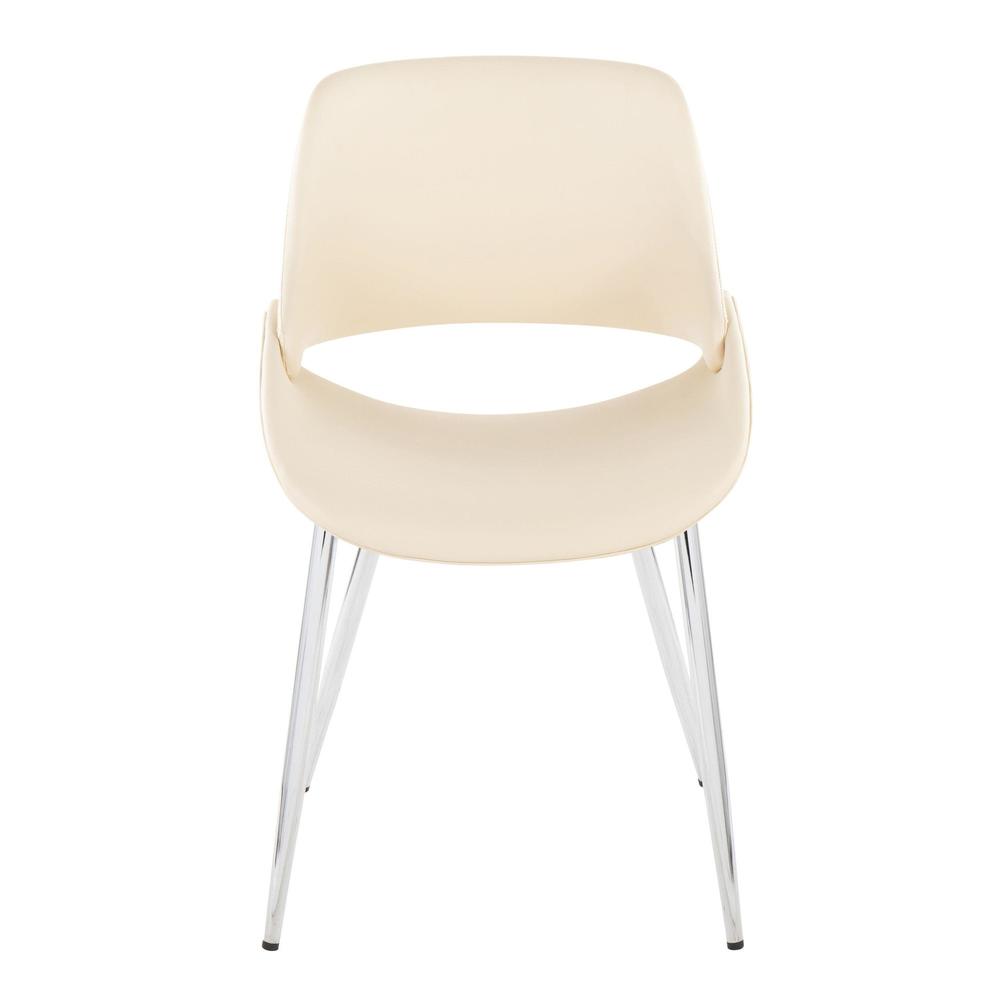 Chrome Metal, Cream PU Fabrico Chair - Set of 2
