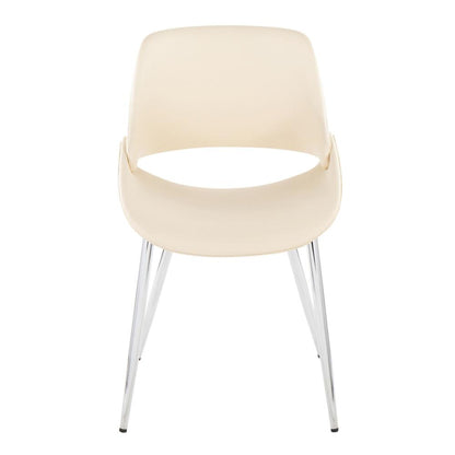 Chrome Metal, Cream PU Fabrico Chair - Set of 2