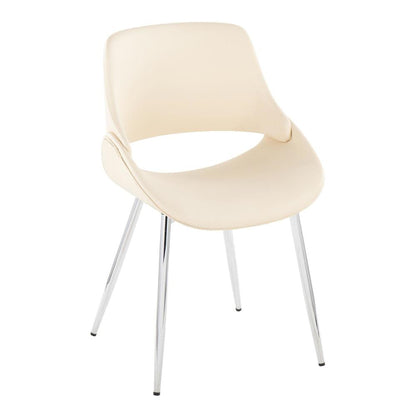 Chrome Metal, Cream PU Fabrico Chair - Set of 2
