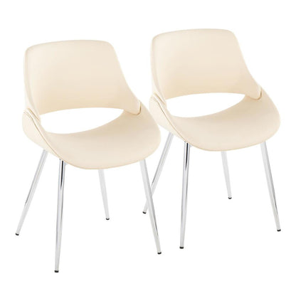 Chrome Metal, Cream PU Fabrico Chair - Set of 2