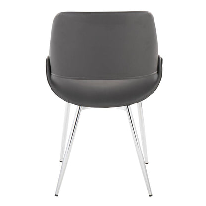 Chrome Metal, Grey PU Fabrico Chair - Set of 2
