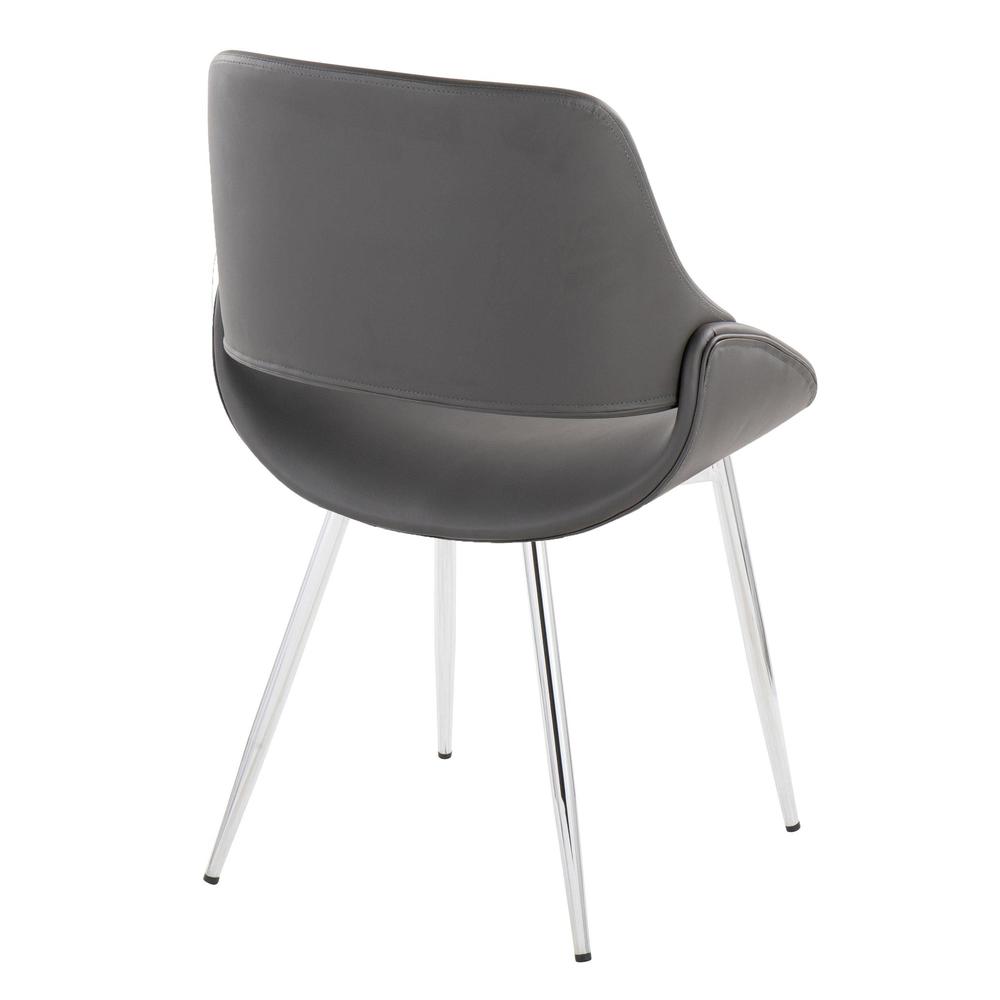 Chrome Metal, Grey PU Fabrico Chair - Set of 2